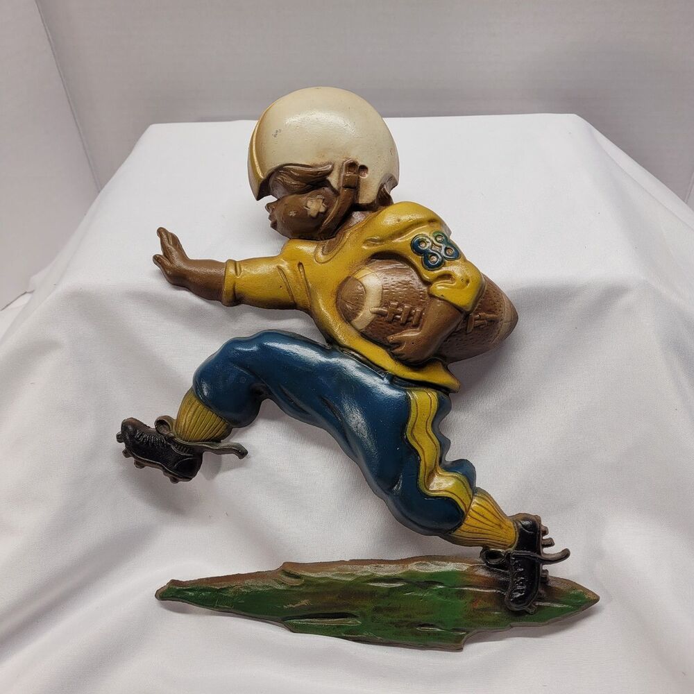 HOMCO Football Player Cast Aluminum Wall Plaque 1970s #88